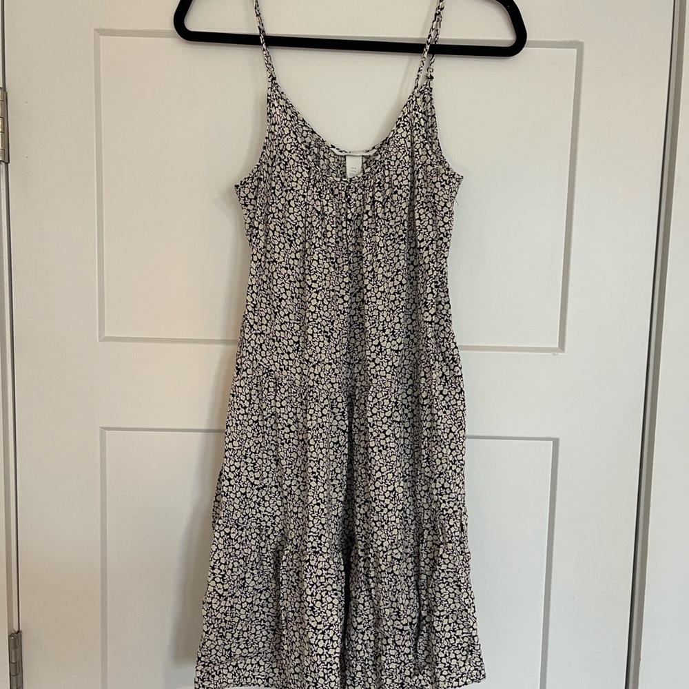 H&M Black and White Floral Midi Dress